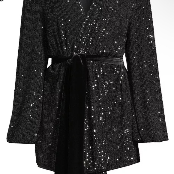 Jay Godfrey Polly Sequined Wrap Dress Black 0 NWT - Picture 6 of 11